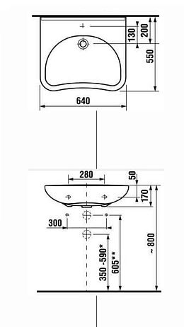 Умывальник ACCESS [64*55] подвесной ZRU9307659*