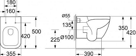 Чаша ALPINA подвесной, безободковый (BB10100CHR)