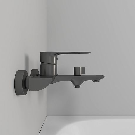 Смеситель LINE Gun metall для ванны с коротким изливом, AV3131GM графит AVRORA