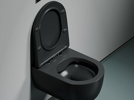 Унитаз MODENA Rimless CN6063MDH подвесной, темный антрацит матовый  крышка/сиденье микролифт*