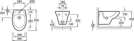 Биде PATIO подвесное E4189*