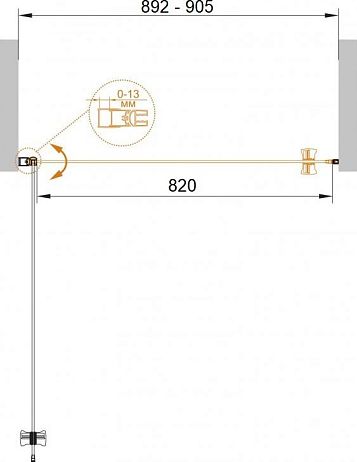 Душевая дверь ECO [900x190] профиль хром, стекло прозрачное (ECO-O-B-1-90-C-Cr)