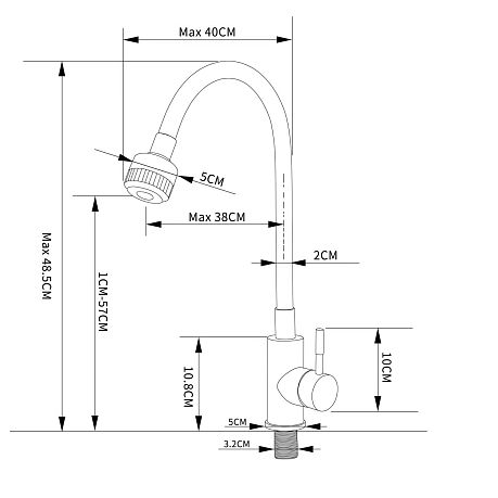 Смеситель KITCHEN для кухни AV9001S с гибким изливом, цвет нержавеющая сталь