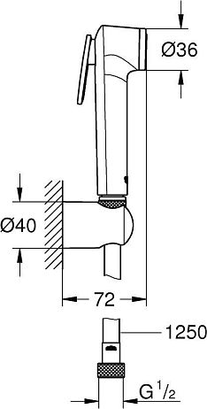 Гигиенический душ GROHE Tempesta-F Trigger  c держателем,1 вид струи, хром/белый 27812IL1