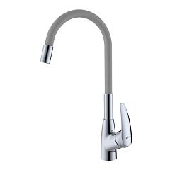 Смеситель LINARA для кухни с гибким изливом, хром/серый (LM0415C-Gray)