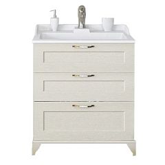 Тумба ЛЕОН 65Н напольная, белый дуб (1А194601LBPS0) с умывальником Фабиа 65