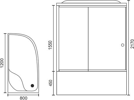 Душевая кабина RB 8120ВК2-Т стекло прозрачное [1200*800*2170] левая*
