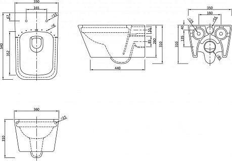 Унитаз SSWW CT2041 подвесной,540*360*320 крышка-сиденье микролифт тонкое NC4441