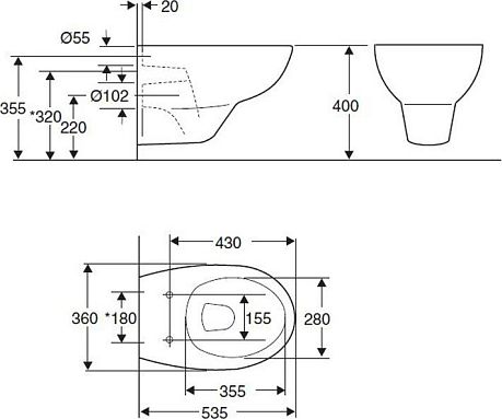 Унитаз PATIO (E4187,70021-00) подвесной крышка/сиденье New Patio плавное закрытие*
