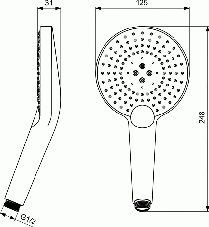 Душ ручной IDEALRAIN EVO JET ROUND XL3 125 мм, хром, В1759АА