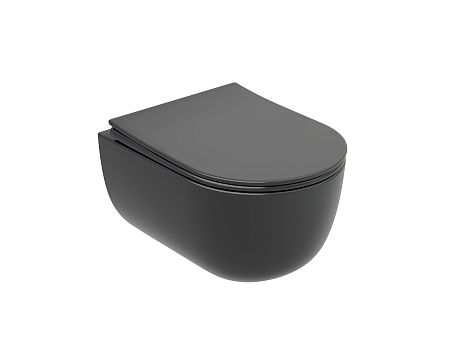 Унитаз MODENA Rimless CN6063MDH подвесной, темный антрацит матовый  крышка/сиденье микролифт*