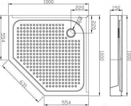 Поддон ALEX BAITLER (Erlit) [100*100*15] пентагональный (ER100V)**