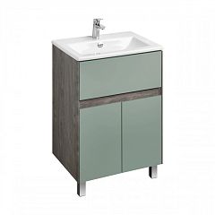 Тумба ФОРЕСТ 60 дуб Рошелье/сум. голубой 1A278201FR9C0 с умывальником ЭЛИНА 60 1WH501606