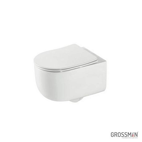 Унитаз GROSSMAN подвесной GR-4416SQ [490х360х380], безободковый, торнадо, крышка/сиденье микролифт