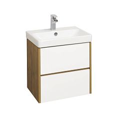 Тумба СКАНДИ 55 ( белый/дуб рустикальный) 1A251701SDZ90 с умывальником Адриана55 1WH501620*