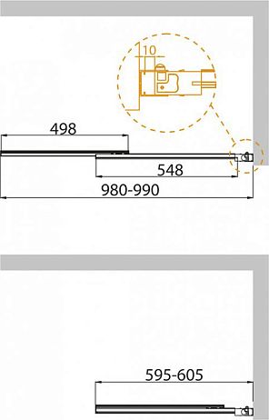 Шторка на ванну SLIDER-VF-11-100/150-C-Cr (100*150) стекло прозрачное, профиль хром