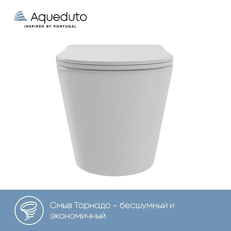 Унитаз CONE Plus подвесной безободковый Торнадо CONT0210 [520*365*350]крышка/сиденье микро-фт,бел**