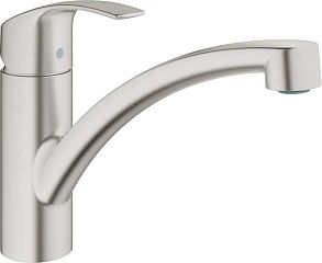 Смеситель EUROSMART для кухни 33281DC2 суперсталь (гибкая подводка 3/8")