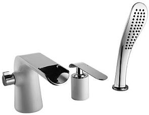 Смеситель MELANGE для ванны, врезной 3 отверстия, белый/хром (LM4945CW)