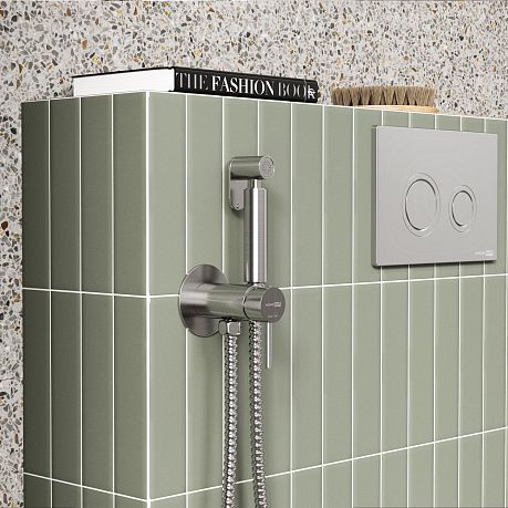 Смеситель A70338 встраиваемый  для душа с гигиенической лейкой никель