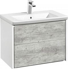 Тумба RONDA 60 2 ящика [57*41*48] ZRU9303002 бетон/белый глянец с умывальником GAP [60*44] 327472000