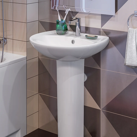 Умывальник АТТИКА 55 с пьедесталом и креплениями, Sanita*