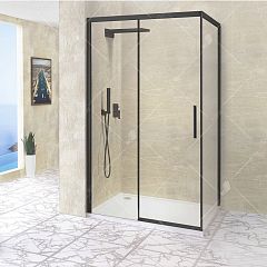 Душевое ограждение LE-41B (LE-12B+ Z-22 [90*120/195] профиль черный, стекло прозрачное (34124192-14)