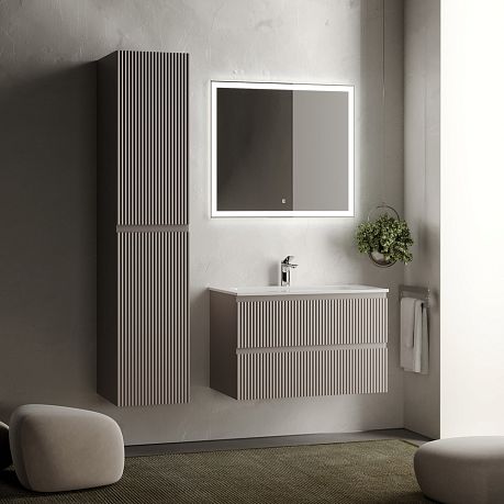 Тумба SANCOS подвесная Snob R 80 (Doha Soft),SNR80SM+CN7005 Умывальник накладной прямоугольный Elem*