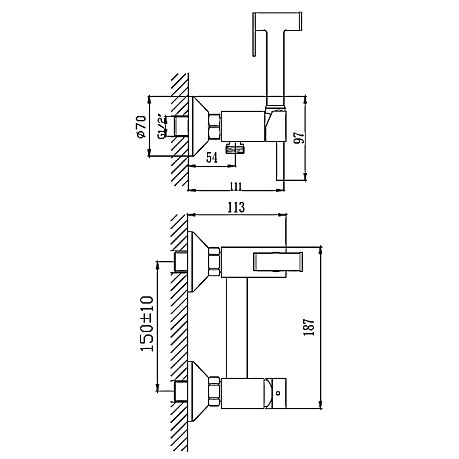 Гигиенический душ со смесителем HB5510 хром, HAIBA 