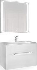 Тумба MODUL 80 [77*45/58] подвесная белая Mоl.01.77/P/W с раковиной MODUL 80 Mol.08/80/W