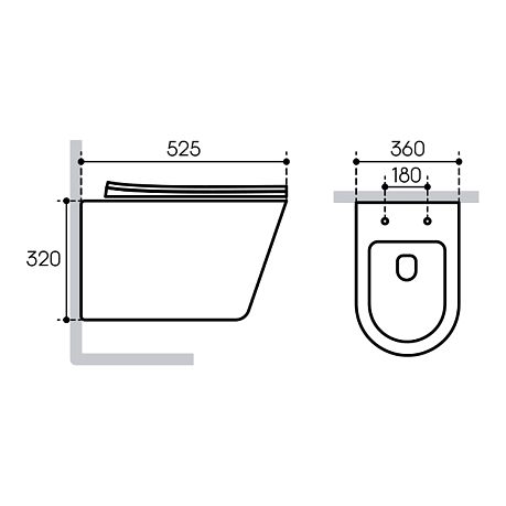 Унитаз CONE  подвесной безободковый CON0130 [525*360*320] , крышка/сиденье микролифт, серый матовый
