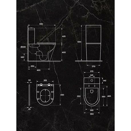 Унитаз напольный [65*37.5*83] BELINDA PRO VOR W00120 безободковый,(торнадо) крышка/сиденье микролифт