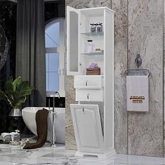 Пенал РИСПЕКТО 40 с бельевой корзиной, левый, белый матовый (9003) 002170*