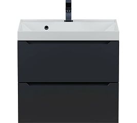 Тумба TANOS 60 подвесная чёрная с умывальником Classic прямоугольная