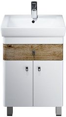 Тумба CARLOW [55*46.5] напольная, белый/под дерево с умывальником (CAR55W2i95+0045500i28)