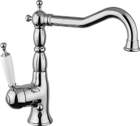Смеситель CUCINA OXFORD для кухни (ML.CUC-6382BI.CR) белая ручка хром