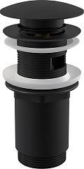 Выпуск CLICK-CLACK 5/4" для умывальника с переливом и большой заглушкой,цельнометал(A392BLACK)Черный