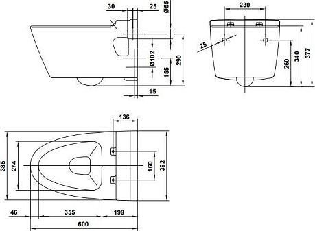 Унитаз ARQ подвесной (чаша, сиденье/крышка)(22172+51530)