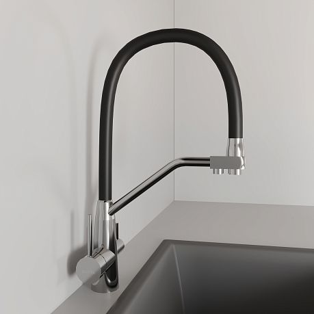 Смеситель KITCHEN для кухни с высоким гибким изливом AV9006, хром AVRORA*