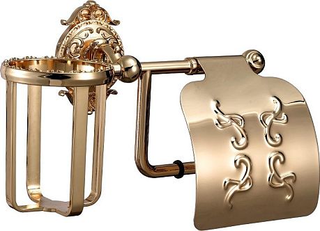 Бумагодержатель HAYTA с тисненной крышкой с держателем освежителя золото (13903-3В)*