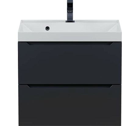 Тумба TANOS 60 подвесная [600х500х450]  чёрная с умывальником Classic прямоугольная