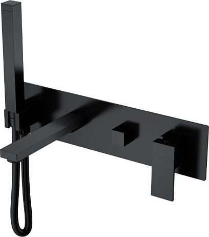 Смеситель QUBIC Matt Black для ванны встроенный 474-2-B чёрный матовый (со внутренней частью)*