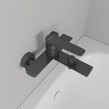 Смеситель LINE Gun metall для ванны с коротким изливом, AV3131GM графит AVRORA