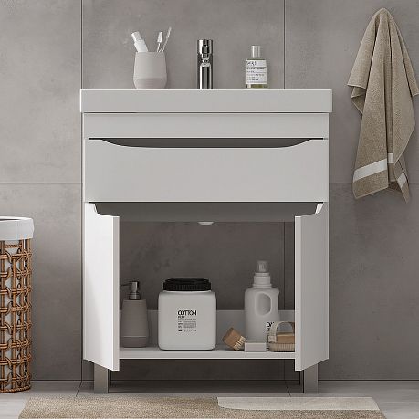 Тумба LAKE 70 напольная (tnLAKE70.2D.1Y-01) 2 двери, 1 ящик с раковиной Lake (Nice) 70*