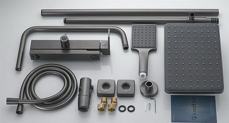 Душевая система STABLE KN-23/GM с верхним душем, воронёная сталь, KNOTLOR