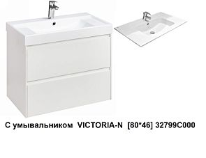 Тумба ONA 80 [80*46] A857630509 (подвесная, белый матовый),умывальник VICTORIA-N [80*46] 32799C000*