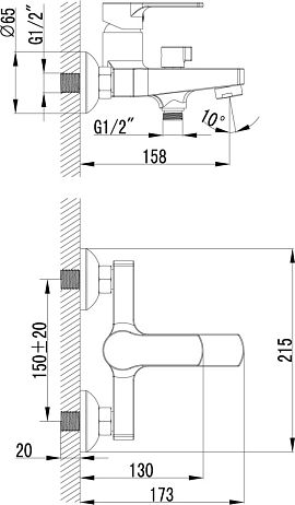 Смеситель plus GRACE для ванны, с аксес., хром (LM1512C)