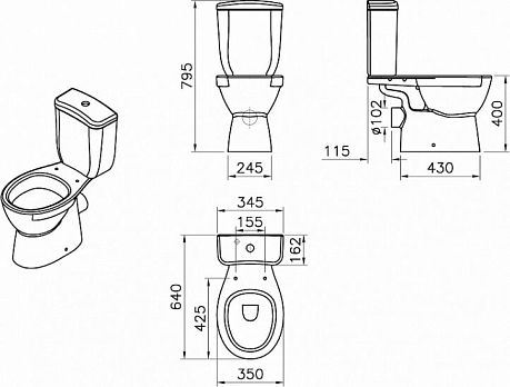Унитаз JULY напольный E24541RU-0 без крышки