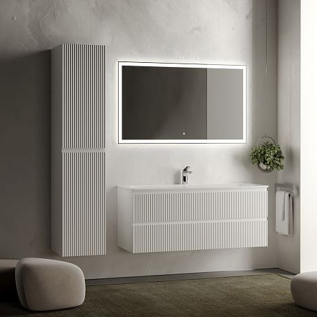 Тумба SNOB T Bianco120 подвесная 2 ящика, матовая SNR120W умывальник Element CN7017 [1210*457*137]*