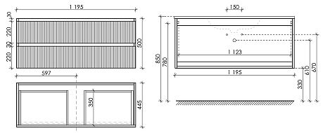 Тумба SNOB T Bianco120 подвесная 2 ящика, матовая SNR120W умывальник Element CN7017 [1210*457*137]*